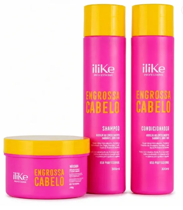 Kit Trio Engrossa Cabelo: shampoo, condicionador e máscara